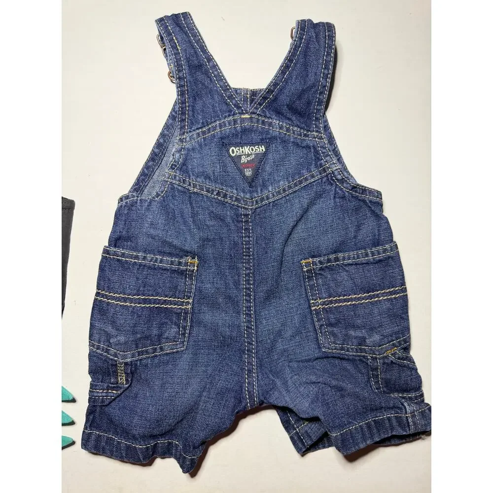 Baby Boy 6M Summer Outfit Lot Carter’s OshKosh Overalls Romper Dinosaur